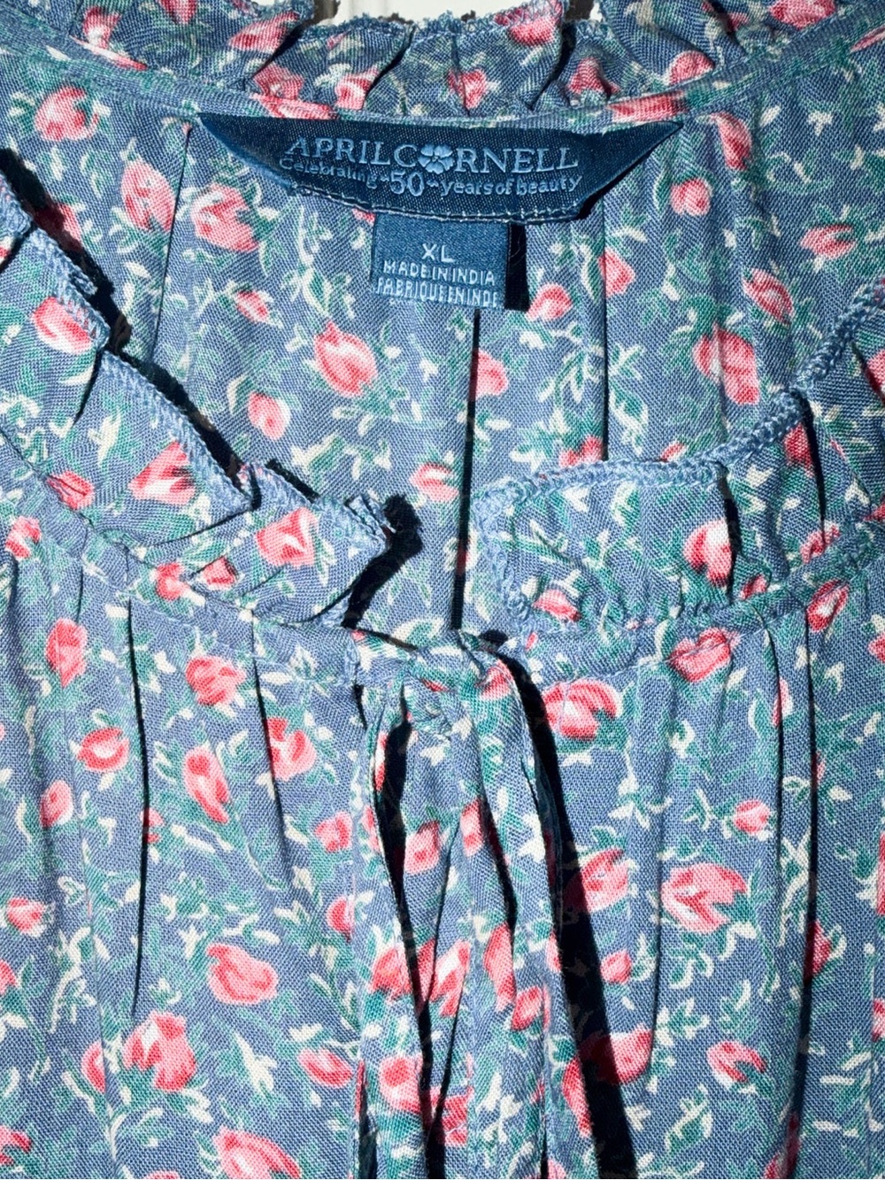 April Cornell LN Long Blue and pink floral maxi dress, sleeveless tiered XL - Picture 6 of 12